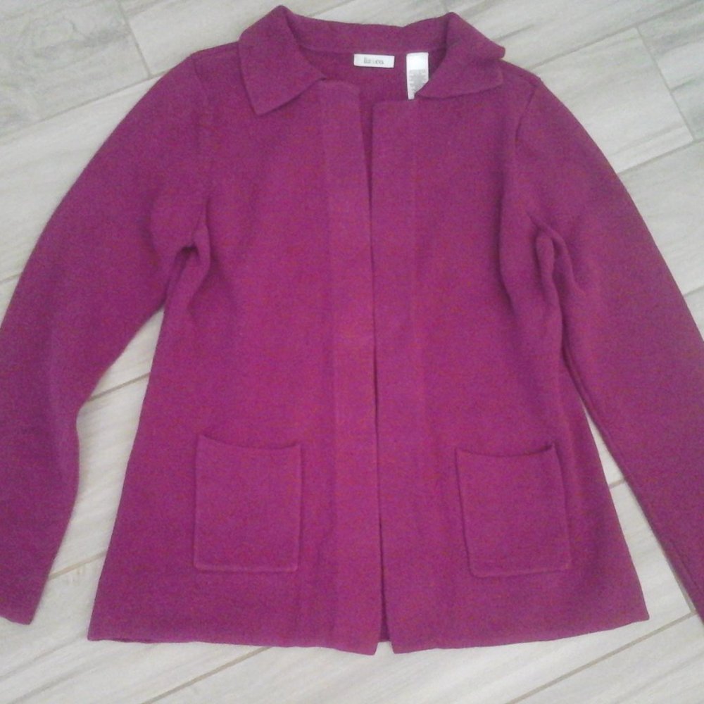 Liz & Co Raspberry Open Front Cardigan Sweater Ja… - image 1